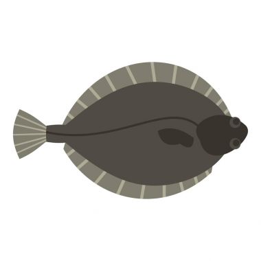 Flounder fish icon isolated clipart