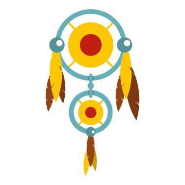 Dreamcatcher izole renkli tüyler simgesiyle