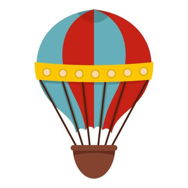 İzole kırmızı ve mavi sıcak hava çizgili balon simgesi