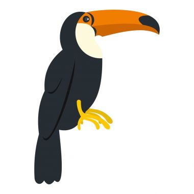 Tukan, ramphastos vitellinus simgesi izole