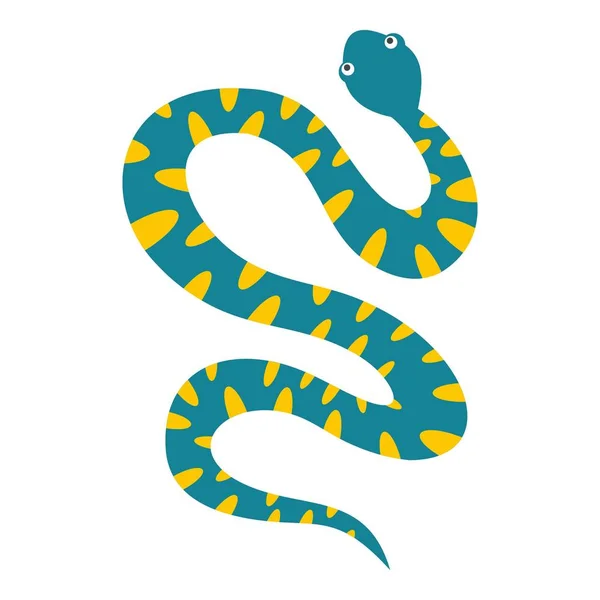 Serpiente azul con icono de manchas amarillas aislado — Vector de stock