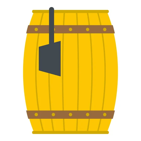 Barril de madera con icono cucharón aislado — Vector de stock