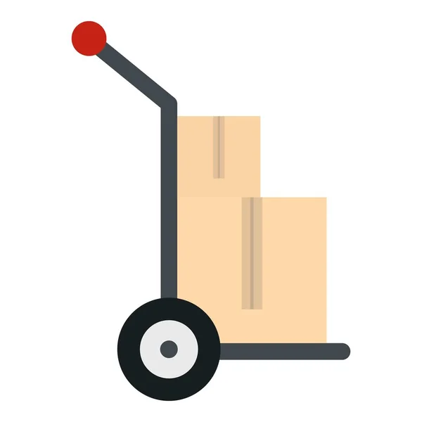 Carro de mano con dos cajas de cartón icono aislado — Vector de stock