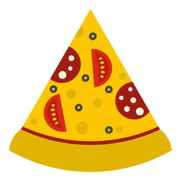Кусок пиццы с колбасой и иконой помидоров — стоковый вектор