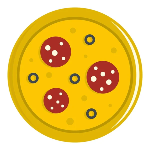 Pizza con icono de salchicha y aceitunas aislado — Vector de stock