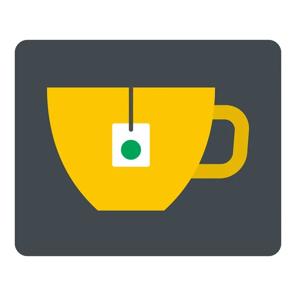 Taza de té amarillo con icono de la bolsa de té aislado — Vector de stock