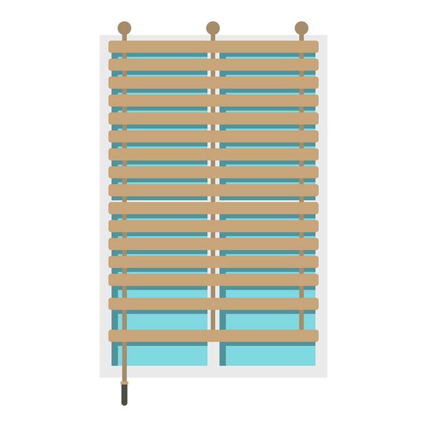 Window with wooden jalousie icon isolated