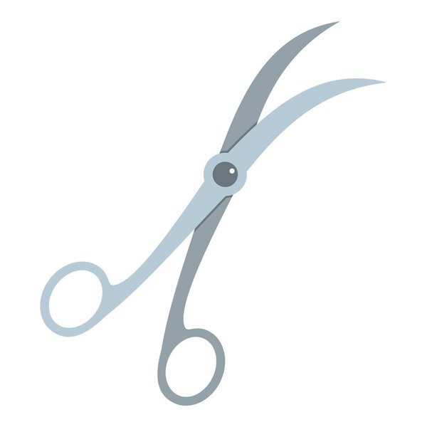 Curved surgical scissors icon isolated