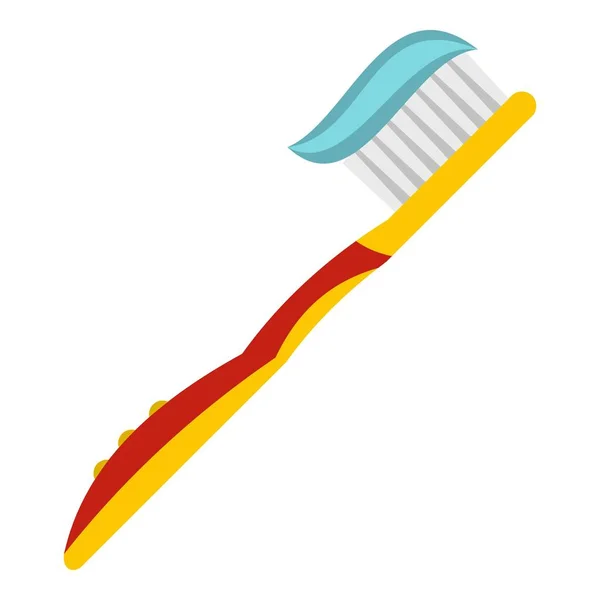 Yellow toothbrush with toothpaste icon isolated — Stock Vector