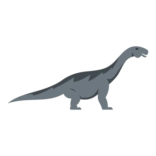 Icona dinosauro titanosauro grigio isolato — Vettoriale Stock