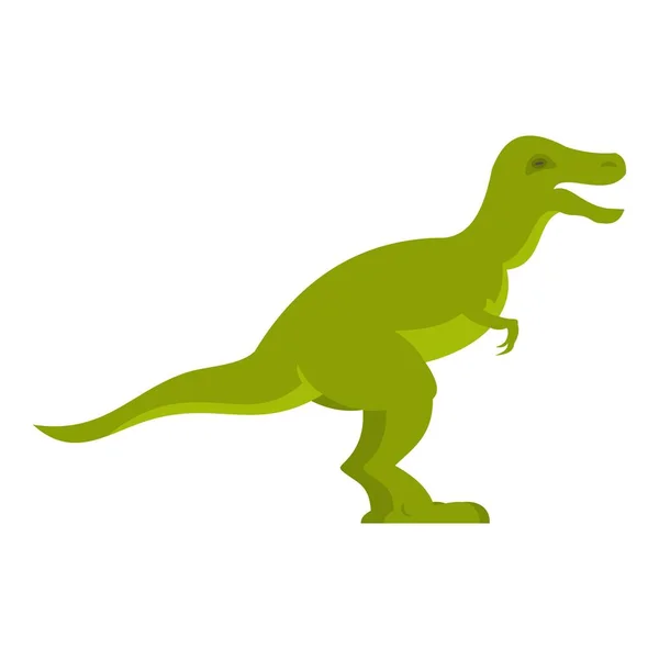 Icono de dinosaurio terópodo verde aislado — Vector de stock