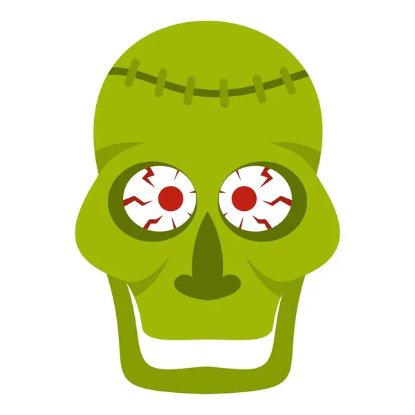İzole yeşil zombi kafatası simgesi — Stok Vektör