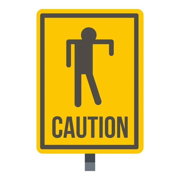 Sárga figyelmeztető zombi jel ikont elszigetelt — Stock Vector