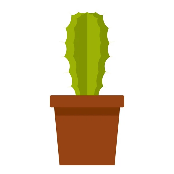 Green potted cactus icon isolated — Stock Vector