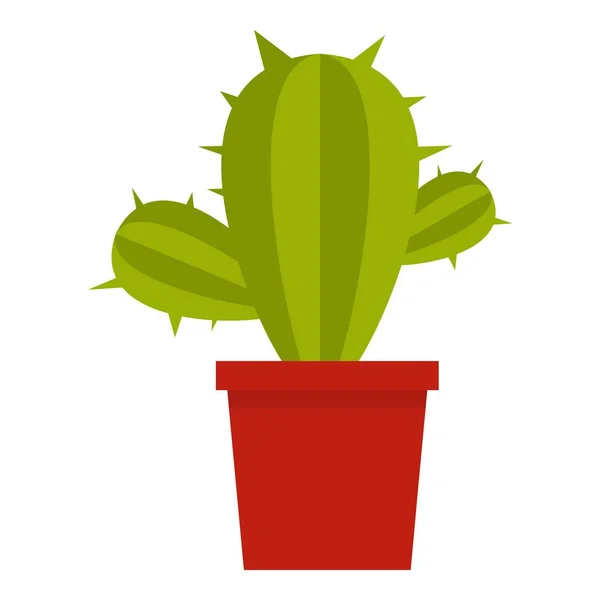 Cactus verde en maceta roja icono aislado — Vector de stock