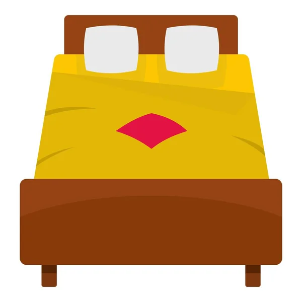 Cama con manta amarilla icono aislado — Vector de stock