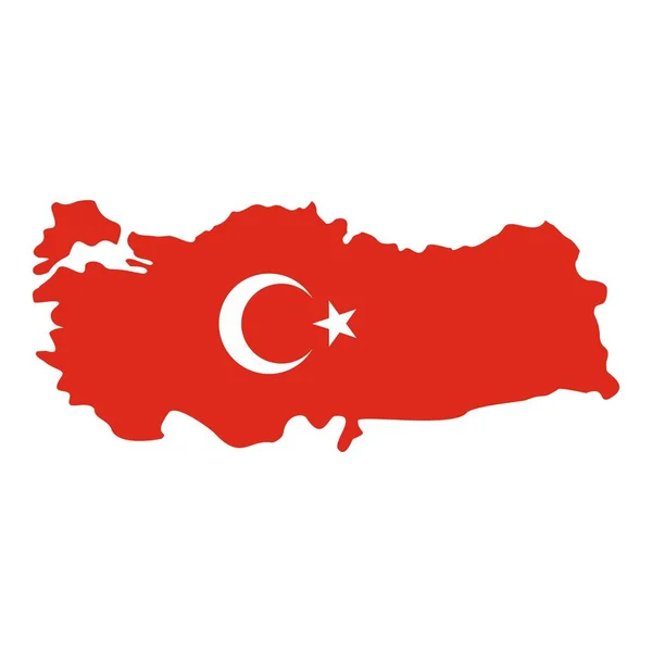 Turkey map in national flag colors icon isolated — Stock Vector