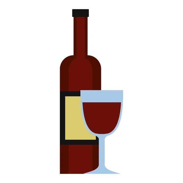 Copa de vino tinto y un icono de botella aislado — Archivo Imágenes Vectoriales