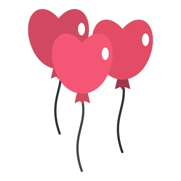 Pink balloons in shape of heart icon isolated — Stock Vector