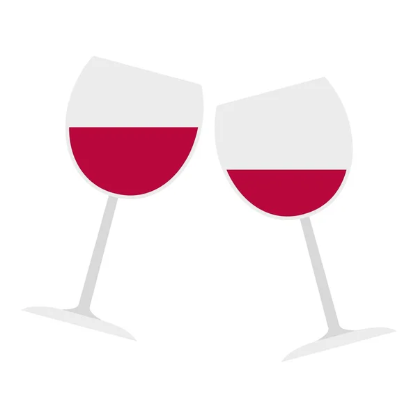 Dos copas de vino tinto icono aislado — Vector de stock