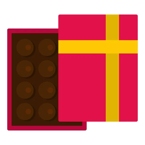 Roze doos met chocolade pictogram geïsoleerd — Stockvector
