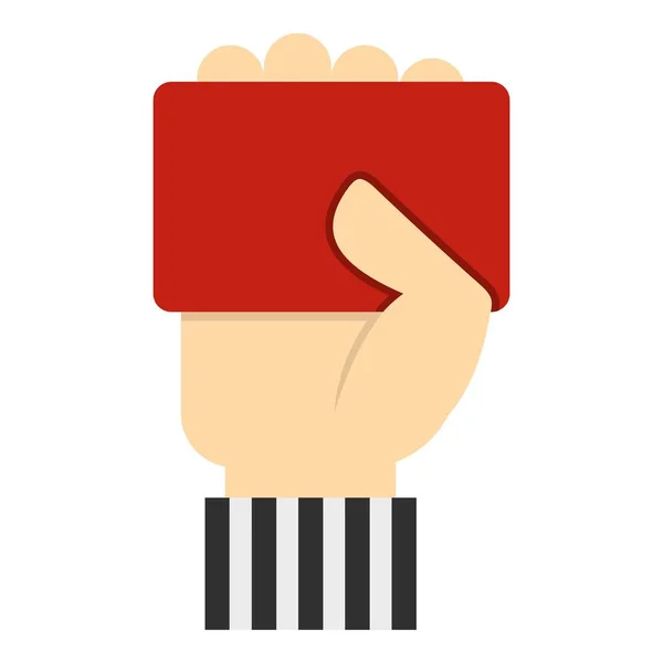 Mano del árbitro de fútbol mostrando icono de tarjeta roja — Vector de stock