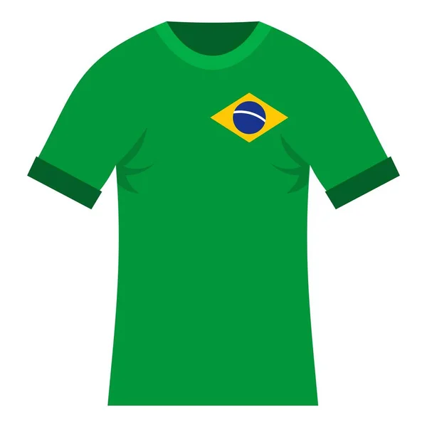 Ícone de camisa de futebol amarelo e verde brasileiro —  Vetores de Stock