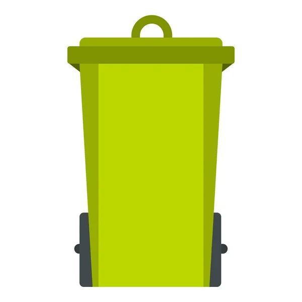 Ícone bin lixo verde isolado — Vetor de Stock