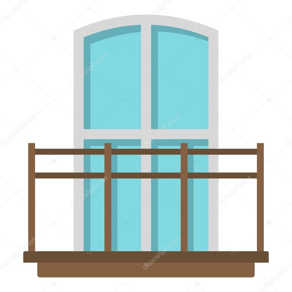 Balcony in french style icon isolated