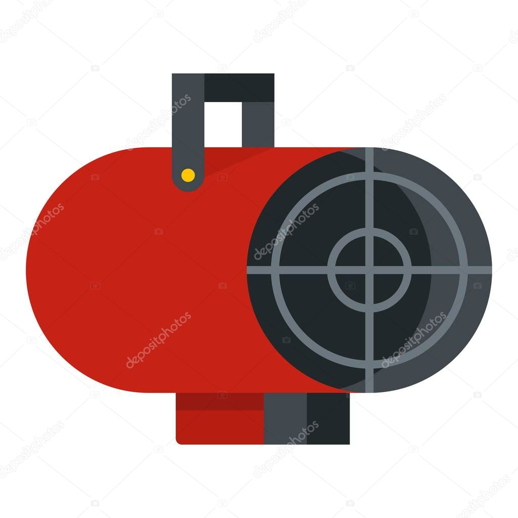 Red industrial electric fan heater icon isolated