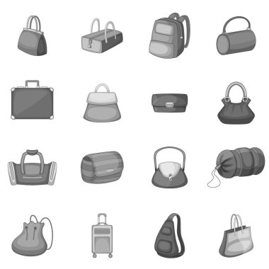 Tek renkli farklı bagage Icons set