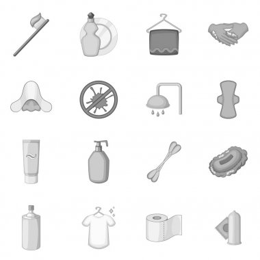Tek renkli hijyen Icons set