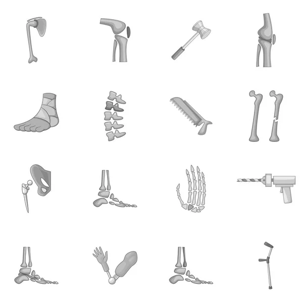 Conjunto de iconos ortopédicos y de columna vertebral monocromo — Archivo Imágenes Vectoriales