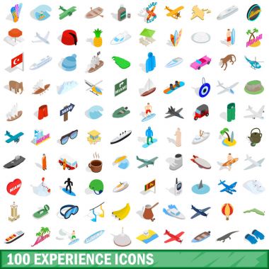 Icons set, izometrik 3d stil 100 deneyim