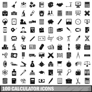 100 hesap makinesi Icons set, basit tarzı
