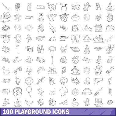 100 Bahçesi Icons set, anahat stili