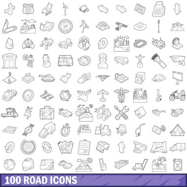 100 yol Icons set, anahat stili