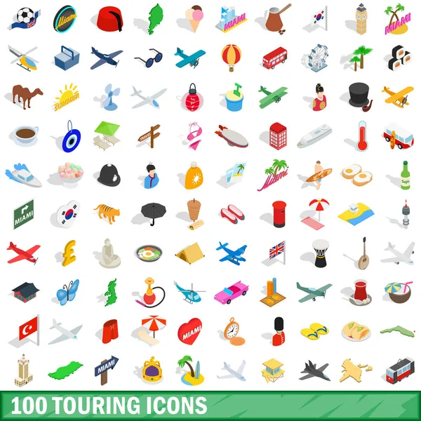 Ensemble de 100 icônes itinérantes, style 3d isométrique — Image vectorielle
