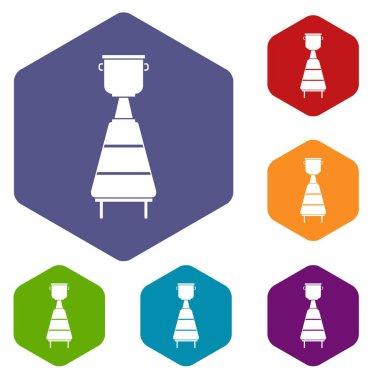 Şarap damıtım cihazları simgeler kümesi altıgen