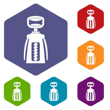 Altıgen modern tirbuşon Icons set