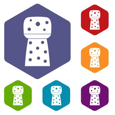 Altıgen ahşap cork Icons set