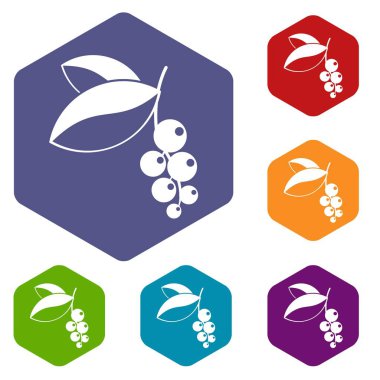 Frenk üzümü çilek simgeler kümesi altıgen