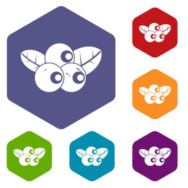 Altıgen yaban mersini Icons set