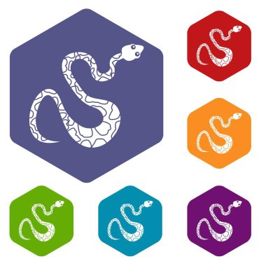 Siyah benekli yılan simgeler kümesi altıgen