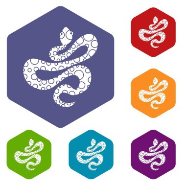 Altıgen siyah noktalı yılan Icons set