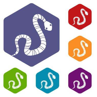 Çizgili yılan simgeler kümesi altıgen