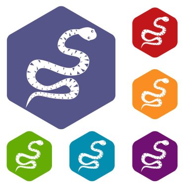 Kara Yılan simgeler kıvranma altıgen ayarla