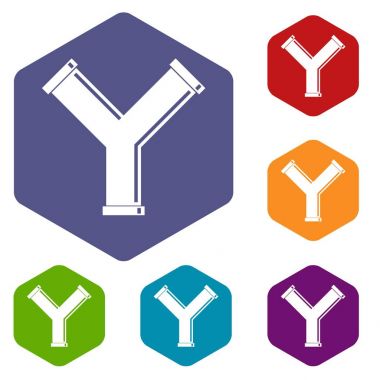 Formu Y harfi Icons ortak boru altıgen ayarla