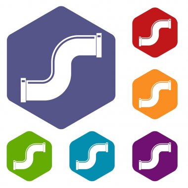 Form S harfi Icons ortak boru altıgen ayarla