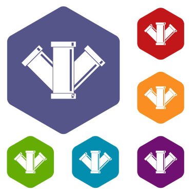 Altıgen kanalizasyon Icons set